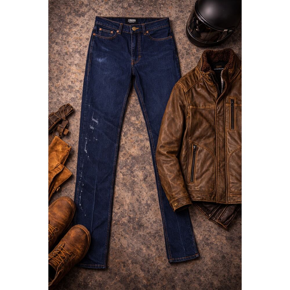 Origin D68 -Made in USA- Distressed Denim Jeans 31x34 Stretch Grunge Workwear